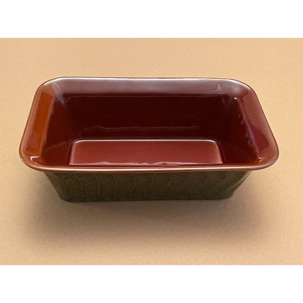 Paula Deen Loaf Pan Baker Dish Green Brown Stoneware Meatloaf 9" x 5" x 3”